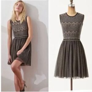 Anthropologie Weston Wear Black Beige Dulcie Dress